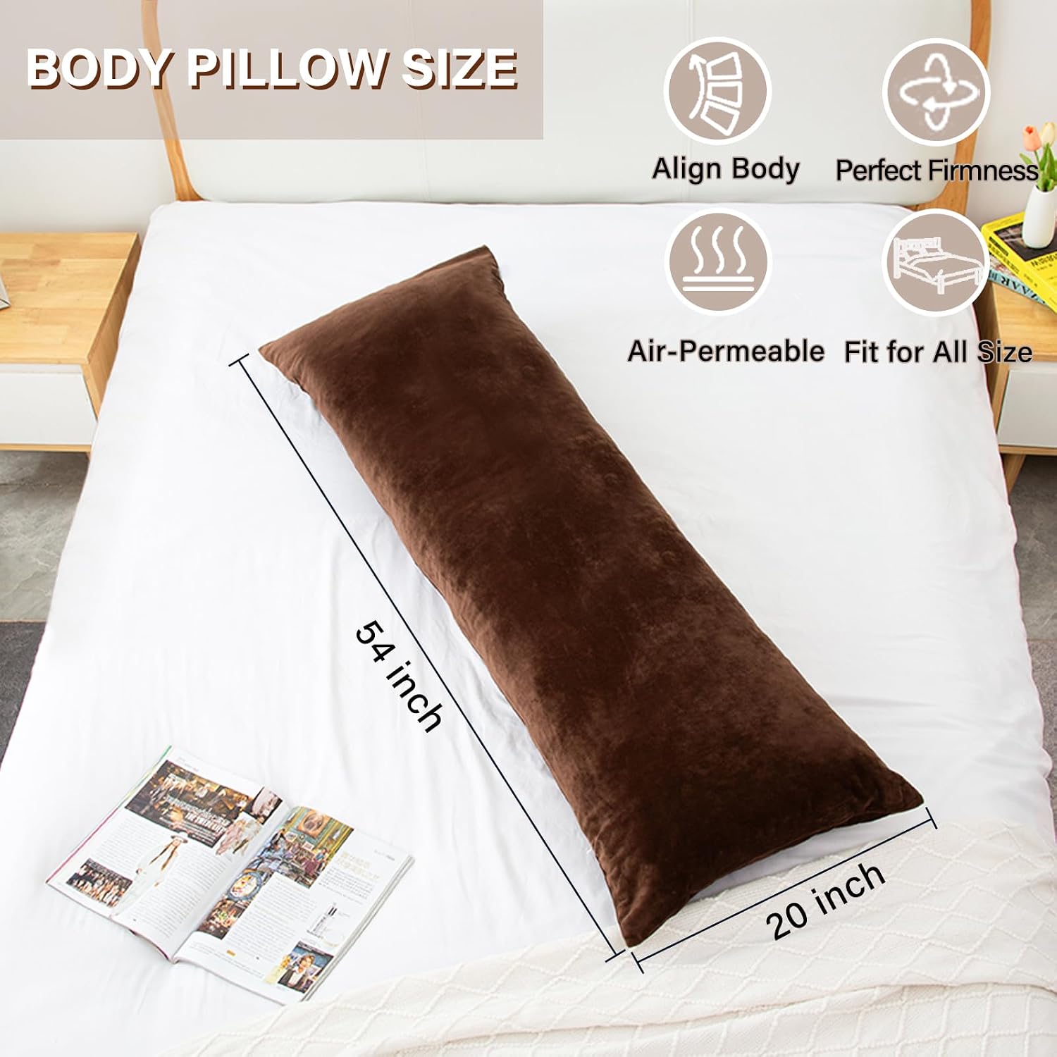 1 MIDDLE ONE Body Pillow, Memory Foam Body Pillows for Adults Sleeping, Long Pillow for Bed, Big Large Firm Full Body Pillow for Side…