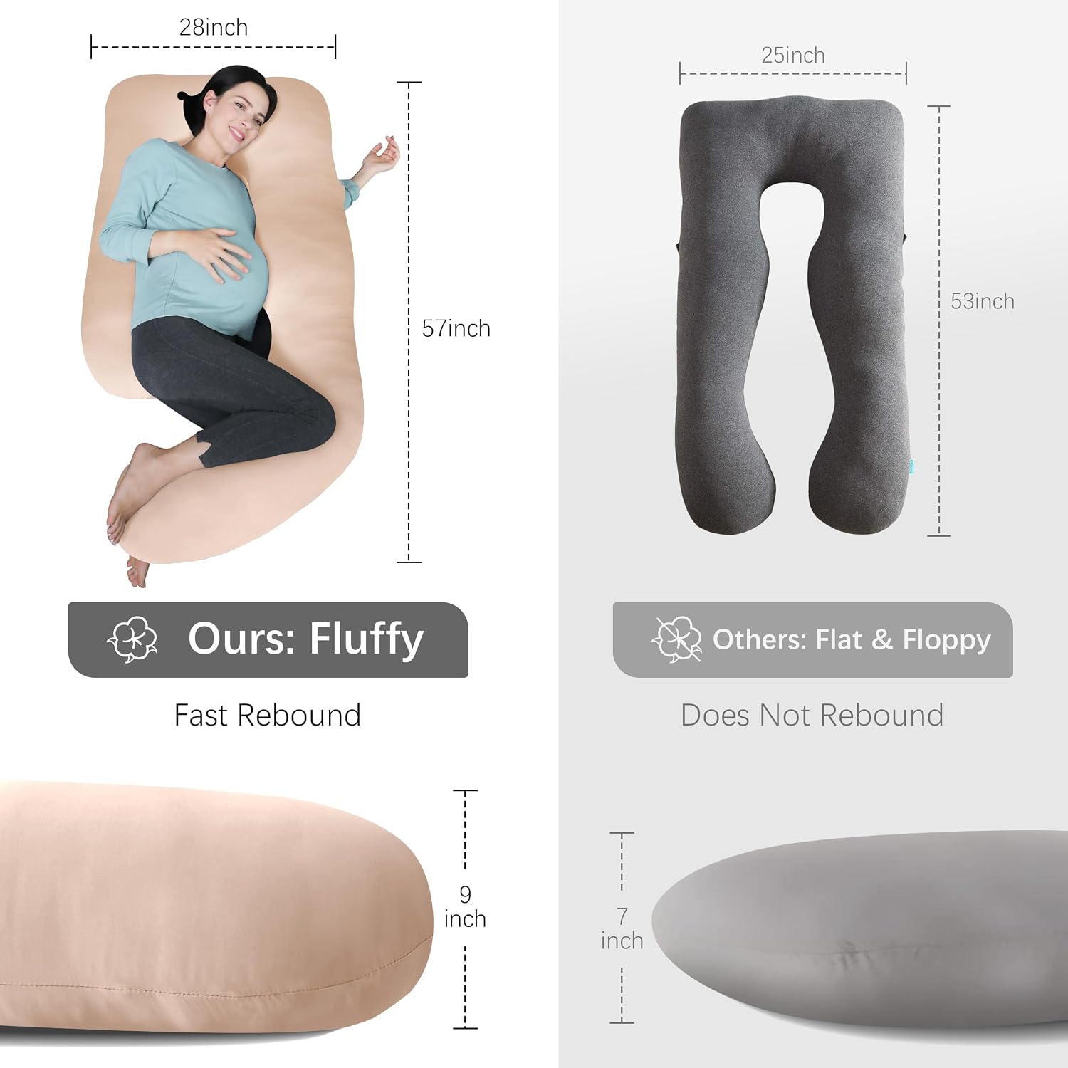 Moonpark MOON PARK Pregnancy Pillows for Sleeping - U Shaped Full Body Maternity Pillow with Removable Cover - Support for Back, Legs, Bell…