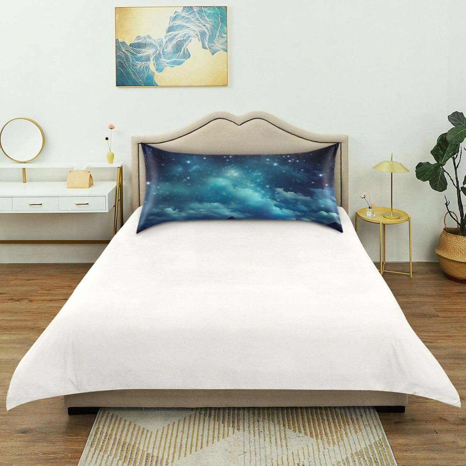 YETTASBIN Galaxy Satin Pillowcase, Soft Breathable Silk Pillow Case with Envelope Closure for Hair and Skin, King Size 40 x 20 Inch
