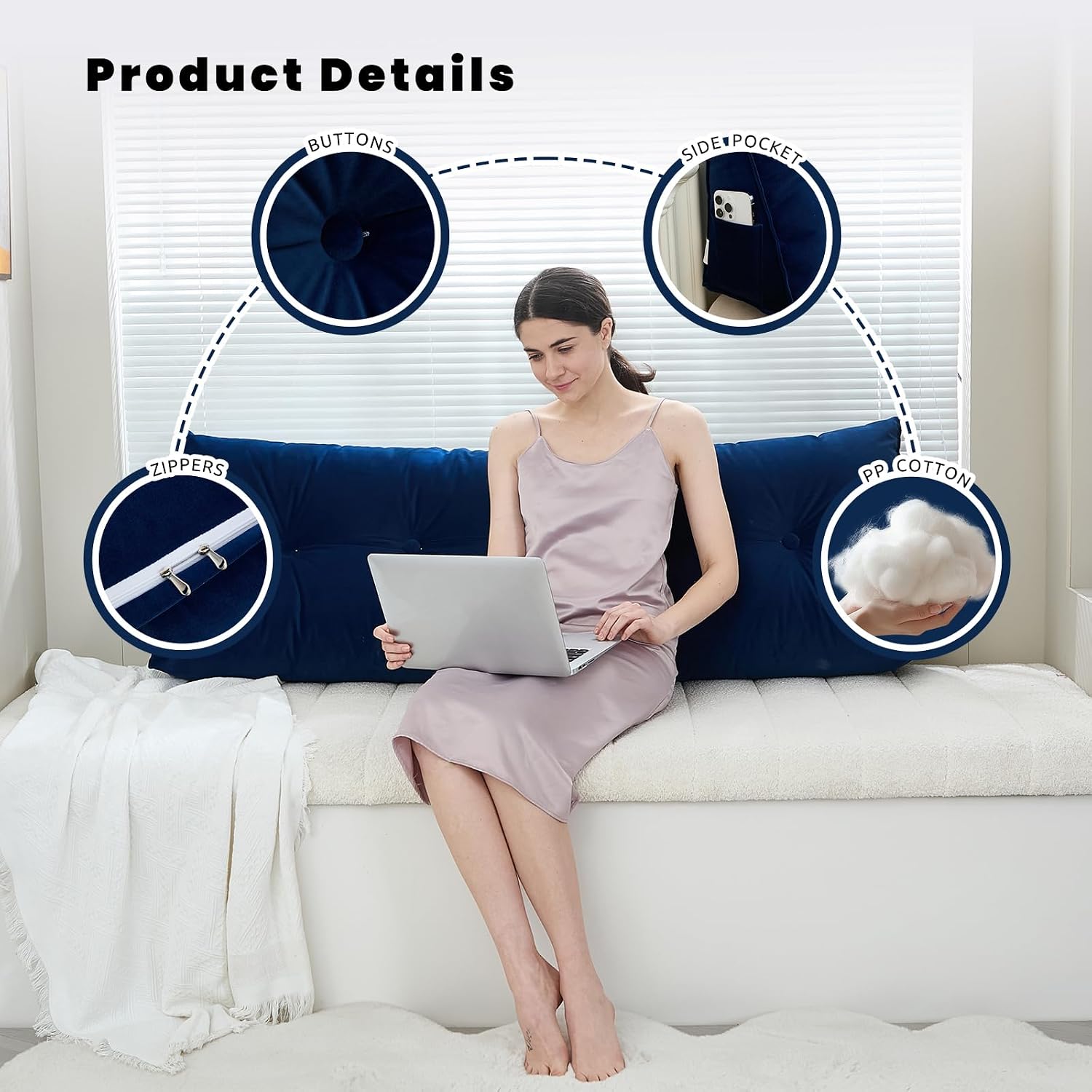 Zelladorra Headboard Pillow for Bed, Triangular Wedge Pillow Headboard Soft Support While Reading and Resting, Bed Bolster Cushion…