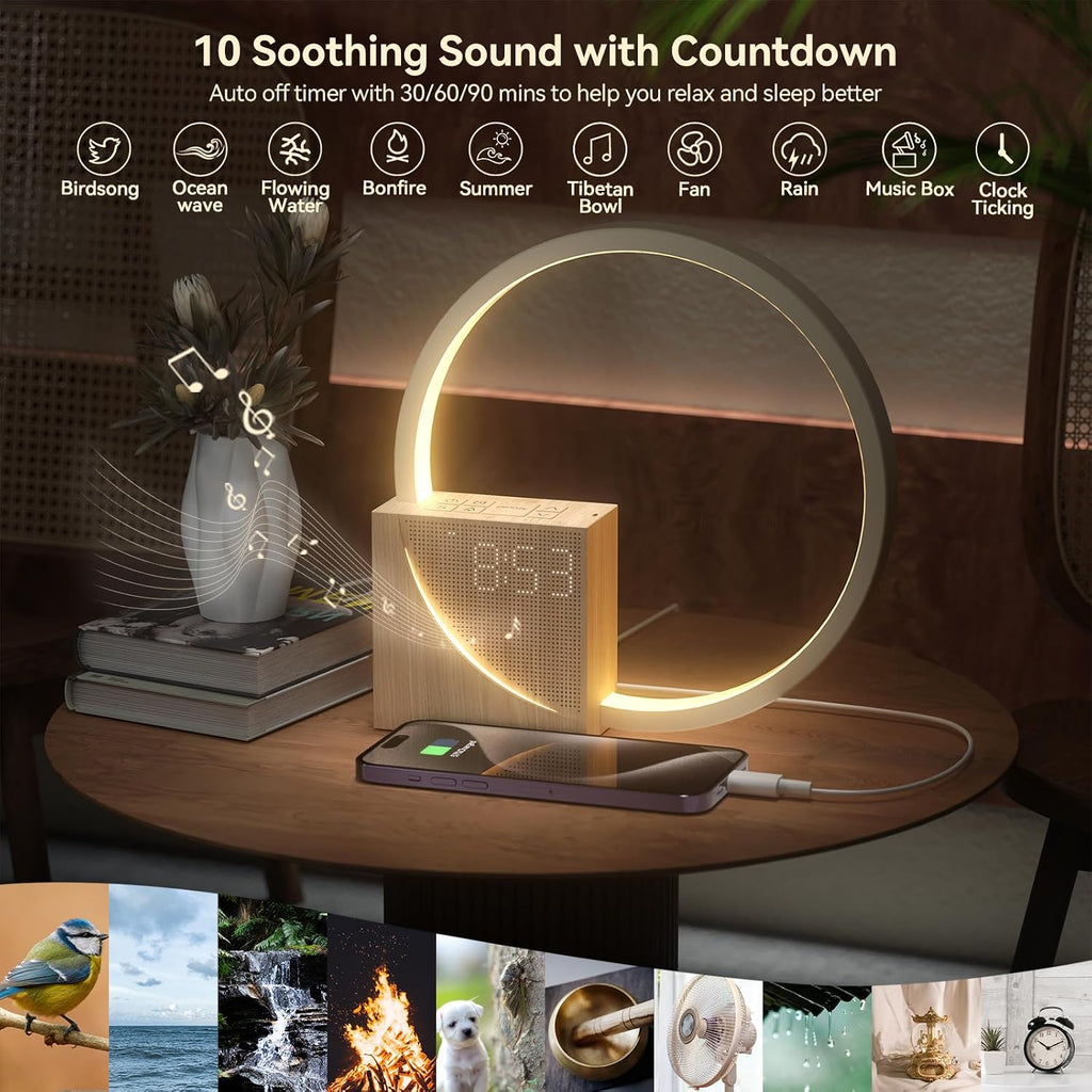 LightUpExquisiteLife Vivilumens Sunrise Alarm Clock for Heavy Sleepers Adults, Wake-up Light, 10 White Noise Sound Machines with…