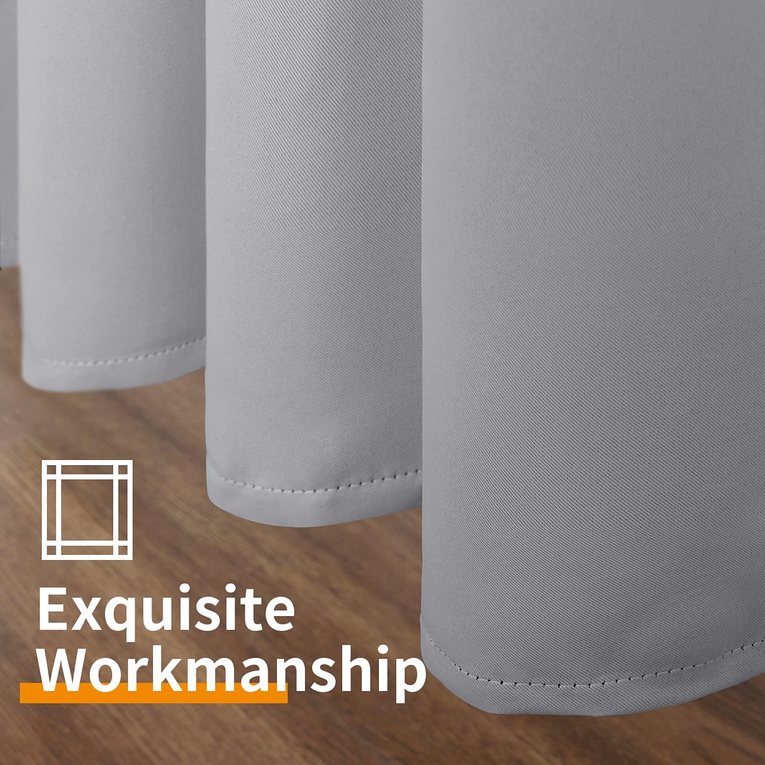 YoungsTex Light Grey Blackout Curtains 45 Inches Long for Kitchen Bedroom Window - Thermal Insulated Short Drapes with Grommet Darkening Pr…