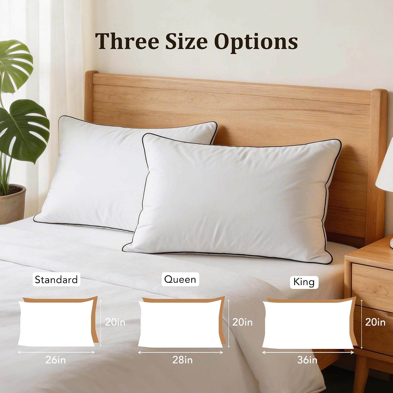 Down Bed Pillows Standard Size Set of 2, Luxurious Hotel Pillow for Back, Stomach and Side Sleepers, Downproof, Soft, Fluffy, Breathable…