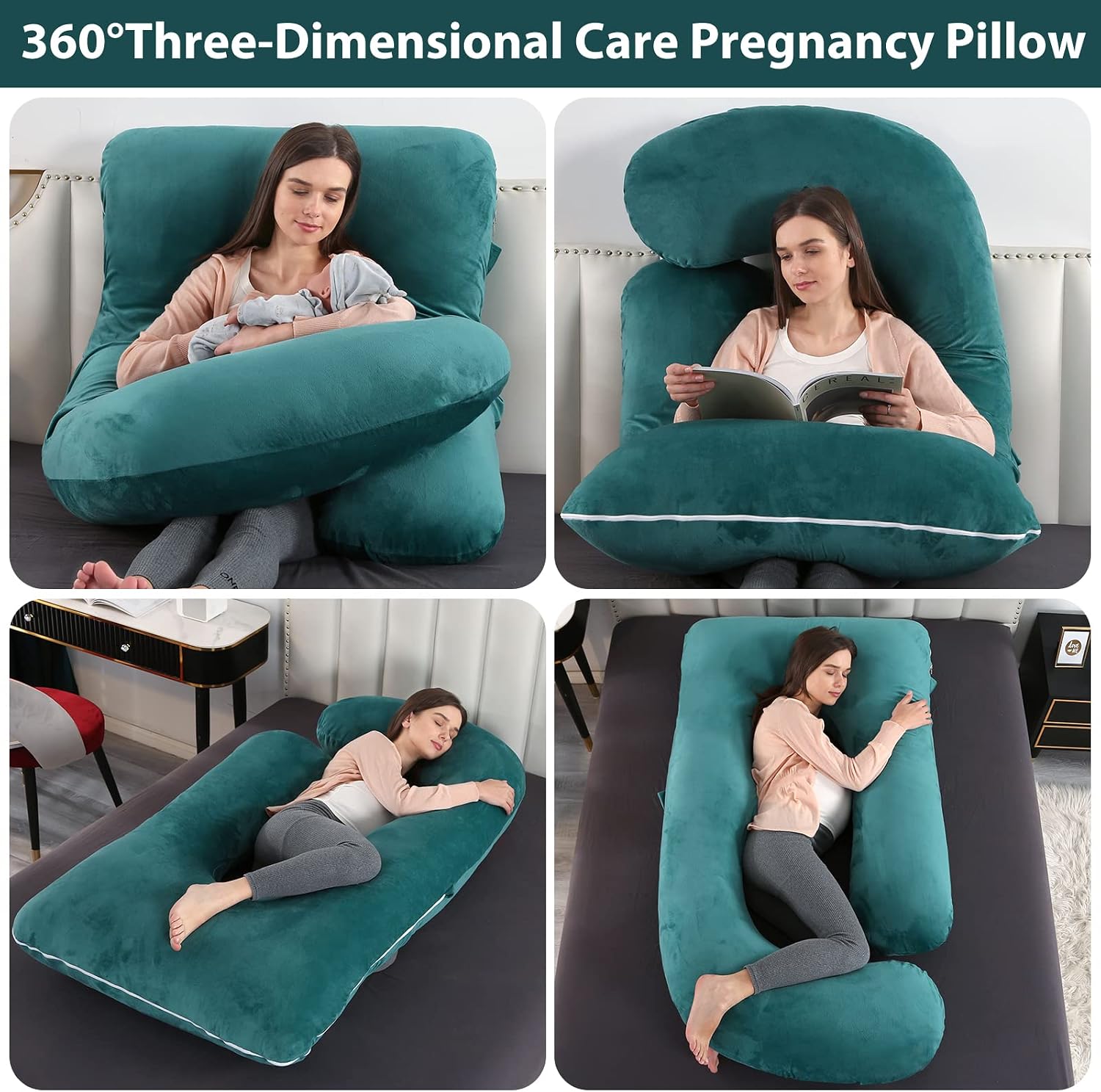 U-Shaped Full Body Pregnancy Pillow for Sleeping – 57" Maternity Pillow with Removable Cover, Support for Back, Legs, Belly & Hips…