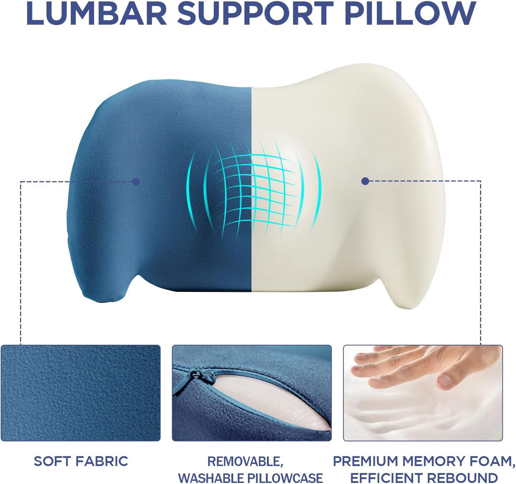 Bymecost Lumbar Support Pillow for Office Chair, Car Lumbar Pillow Lower Back, Memory Foam Back Cushion with Adjustable Straps, Ergonomic…