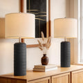 PoKat 27.5'' Tall Table Lamps Set of 2 for Living Room, Matte-Textured Farmhouse Ceramic Bedside Lamps for Bedroom, Modern Nightstand…