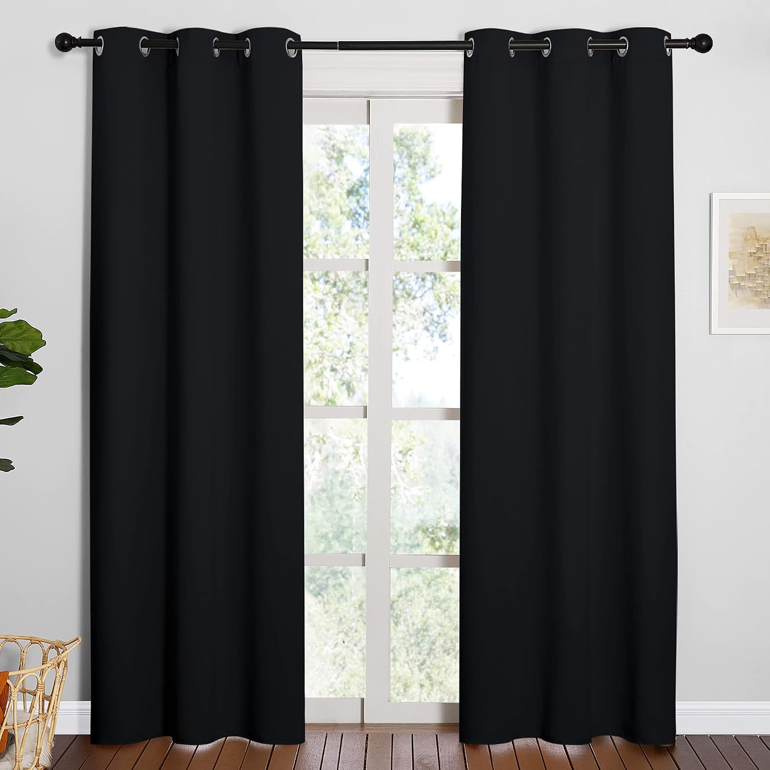 NICETOWN Thermal Insulated Black Blackout Curtains/Drapes 84 inches Length 2 Panels Set for Living Room, 42 inches Wide, Privacy Sound…
