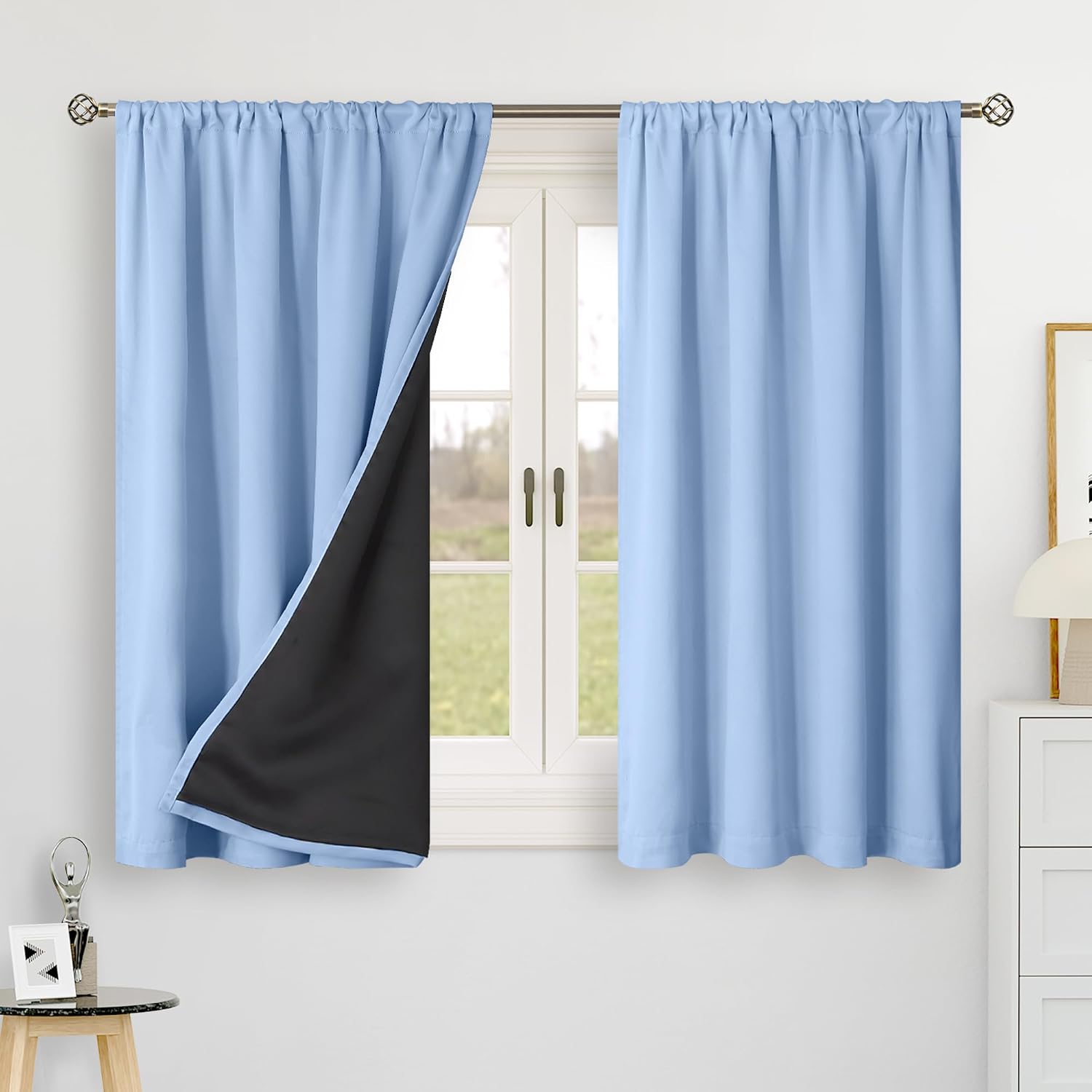 BGment 100% Blackout Curtains 40 Inch Length for Cafe, Kitchen Curtains Rod Pocket Back Tab Double Layer Thermal Insulated Room Darkening…