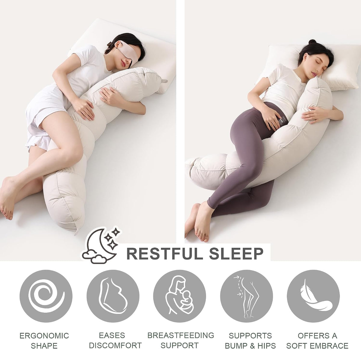 Peallow(Pat. Pend) – Long Round Body Pillow for Adults, Bolster Pillow for Sleeping, Soft and Supportive Pillow for Sleeping & Lumbar…