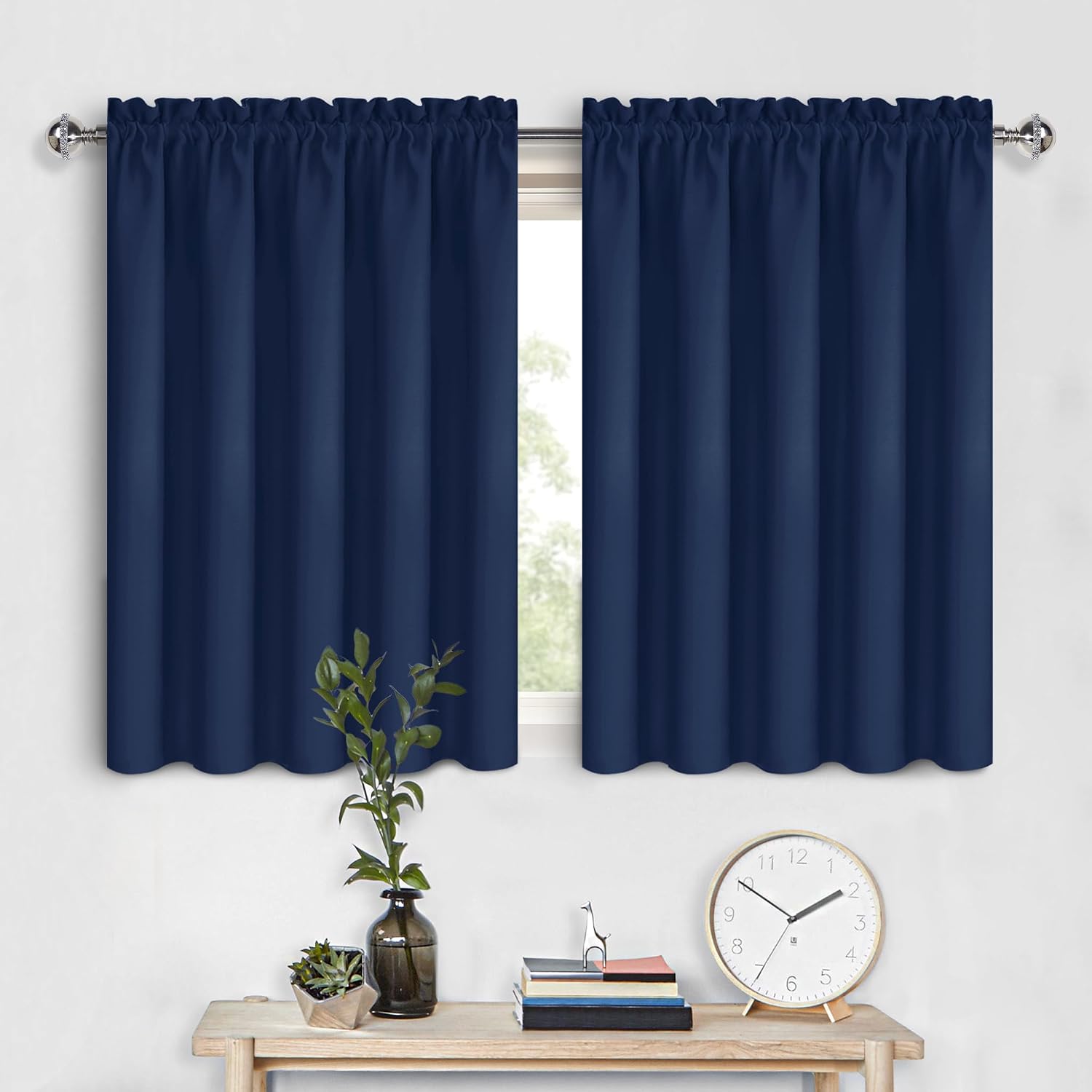 DWCN Short Curtains for Bathroom Windows 36 inches Length 2 Panels Set, Half Window Blackout Curtains for Kitchen, Rod Pocket Energy…