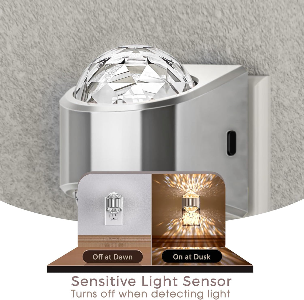 Briignite Night Light, Sliver Night Lights Plug into Wall, LED Projector Night Light, Soft White for Bedroom, Dimmable Brightness Dusk to…