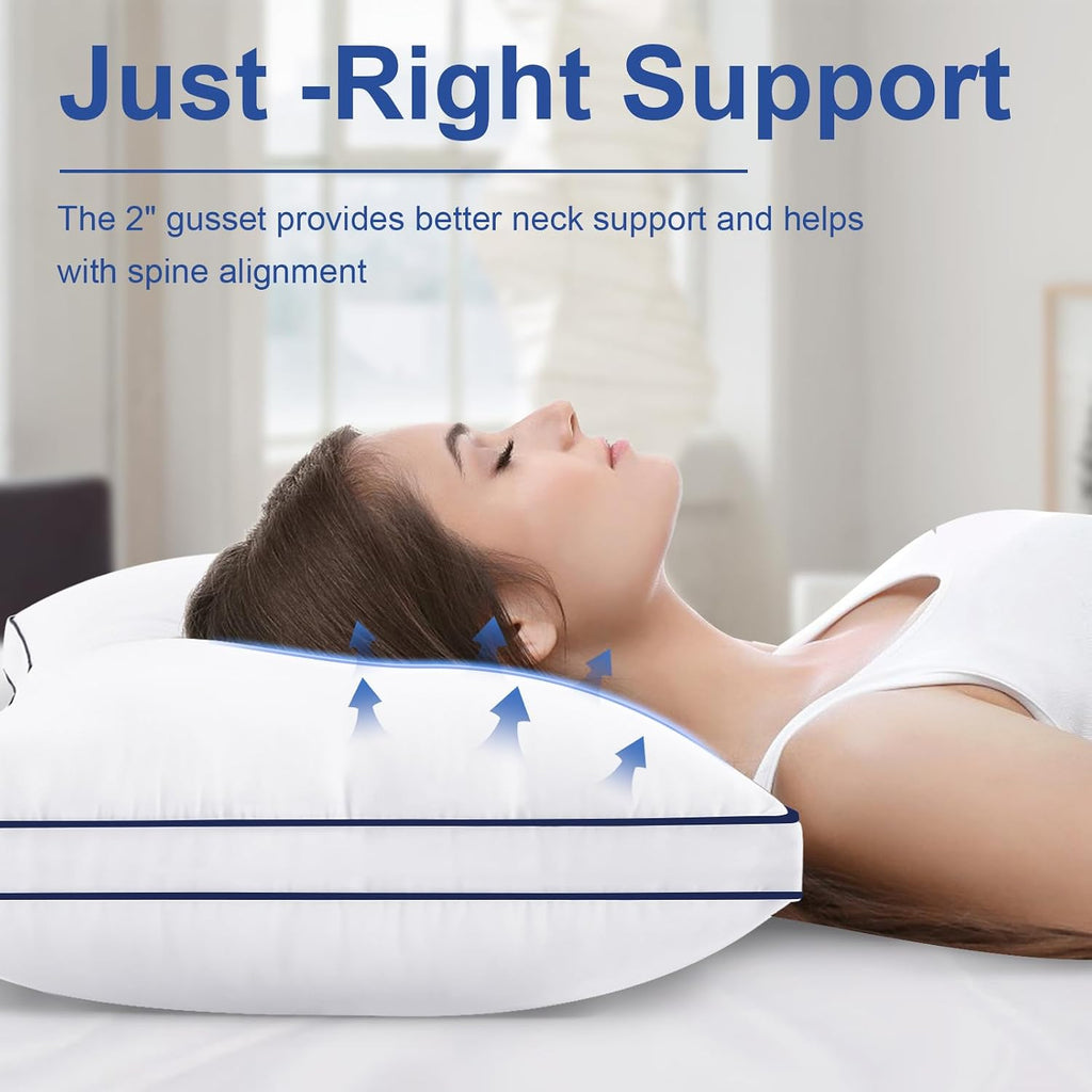 Chokit Pillows Standard Size Set of 2, Fluffy and Supportive 7D Down Alternative Bed Pillow, Luxury Soft Hotel Quality Gusseted Pillow for…