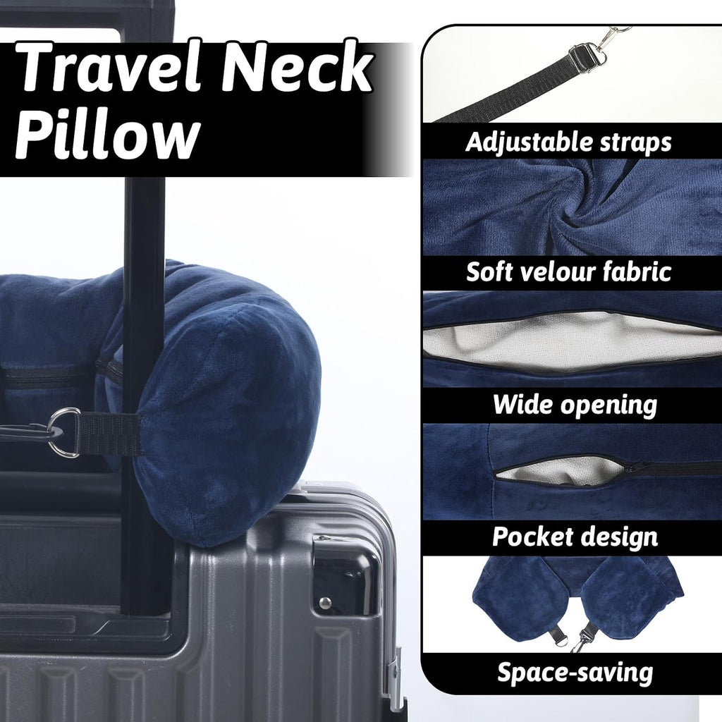Stuffable Travel Pillow Stuffable Neck Pillow for Traveling Fillable Neck Pillows with Clothes Storage Fits 5+ Days of Travel Essentials…