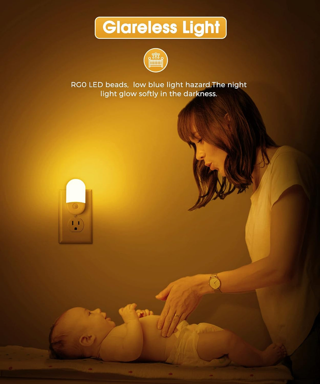 L LOHAS LED Amber Night Light, Night Lights Plug into Wall[2 Pack], 0.6W 2000K LED Night Light, Dusk to Dawn Sensor, 30/60LM Adjustable…
