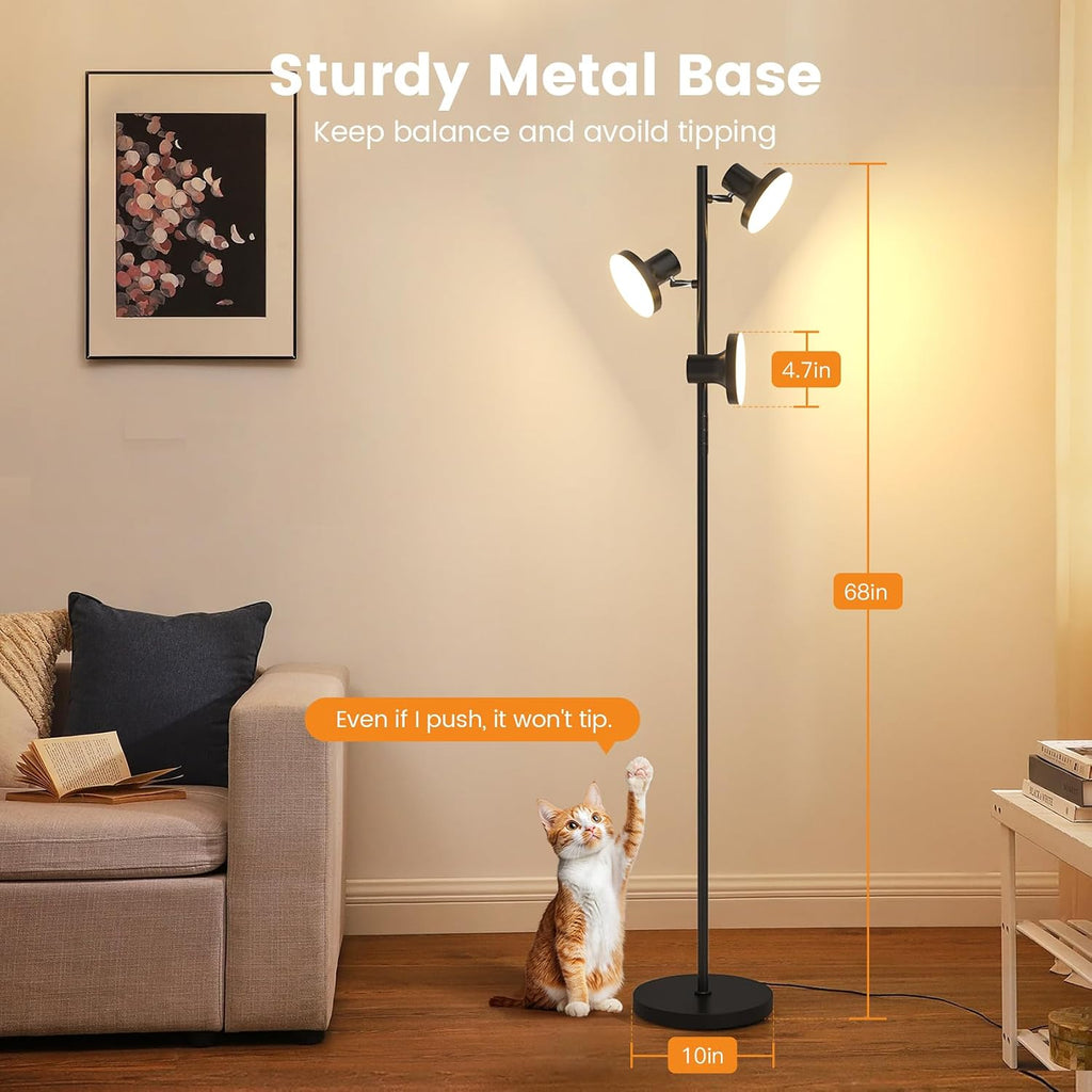 SIBRILLE 36W LED Tree Floor Lamp, Modern Dimmable Standing Lamp with Remote & Touch Control, 4 Color Temperatures, 3 Rotatable LED Light…