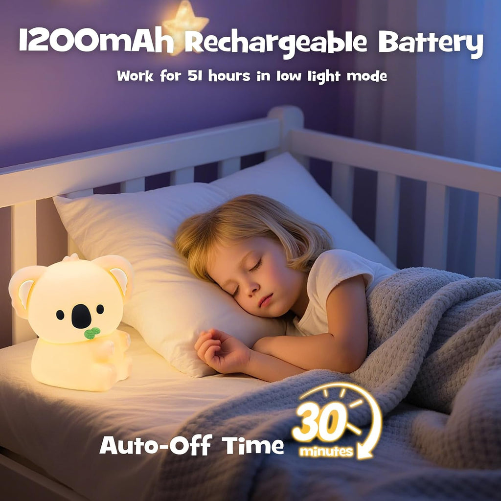 Squishy Koala Night Light with RGB Mode Cute Cuddly Koala Light 3 Brightness Adjustable Nursery Breastfeeding Nightlight Rechargeable…