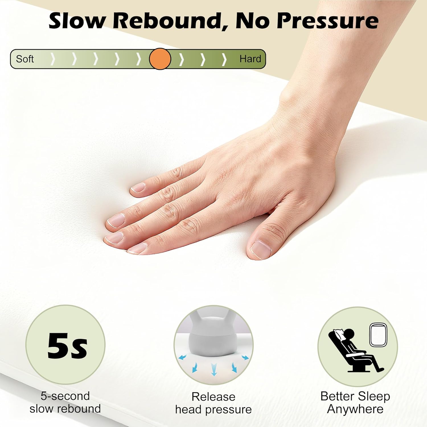 BetterSleepAnywhere! Cooling Camping Pillow, Memory Foam Travel Pillow with Adjustable Buckle Strap & Storage Bag