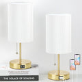 Lakumu 2 Sets Table Lamps with 2 USB, Minimalist Beside Lamps for Bedroom, Nightstand Lamp with Pull Chain, Desk Lamps with White Pleated…