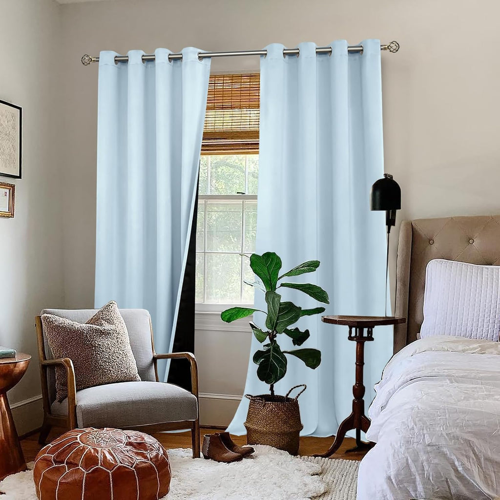 BGment Baby Blue 100% Blackout Curtains for Nursery Bedroom 84 Inch Length 2 Panels, Thermal Insulated Full Light Blocking Grommet Noise Ca…
