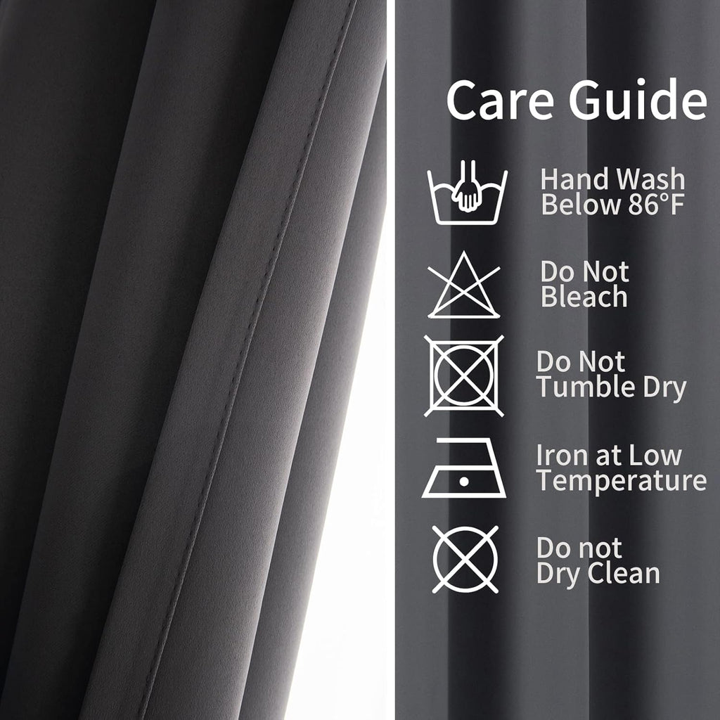 Pickluc Grey Blackout Curtain Panels with Grommet, Light Blocking Drapes for Living Room, Thermal Insulated, Noise Reduction, Privacy Prote…