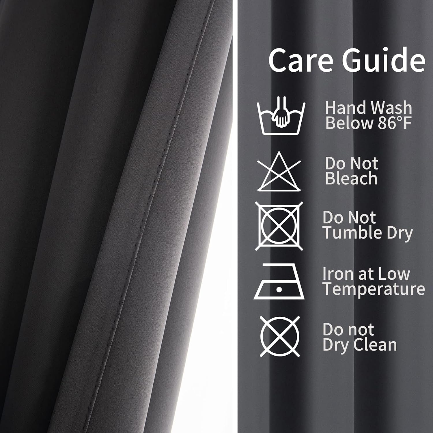 Pickluc Grey Blackout Curtain Panels with Grommet, Light Blocking Drapes for Bedroom, Thermal Insulated, Noise Reduction, Privacy Protectio…
