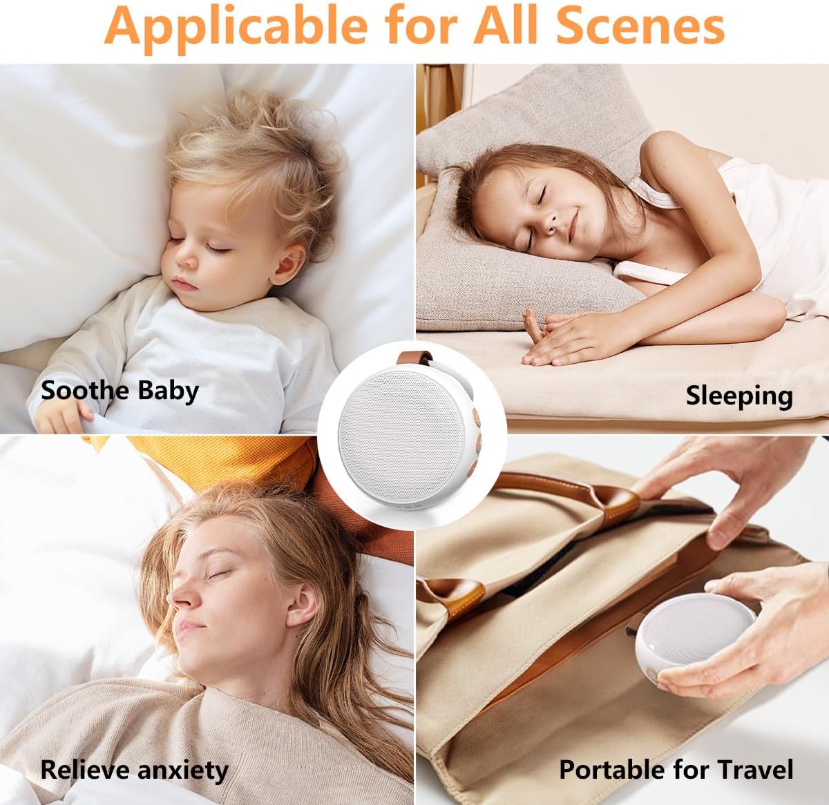 Portable Sound Machine Baby White Noise Machine Travel Noise Machine with 30 Soothing Sounds for Newborn Kids Adults Battery Sleep Brown…