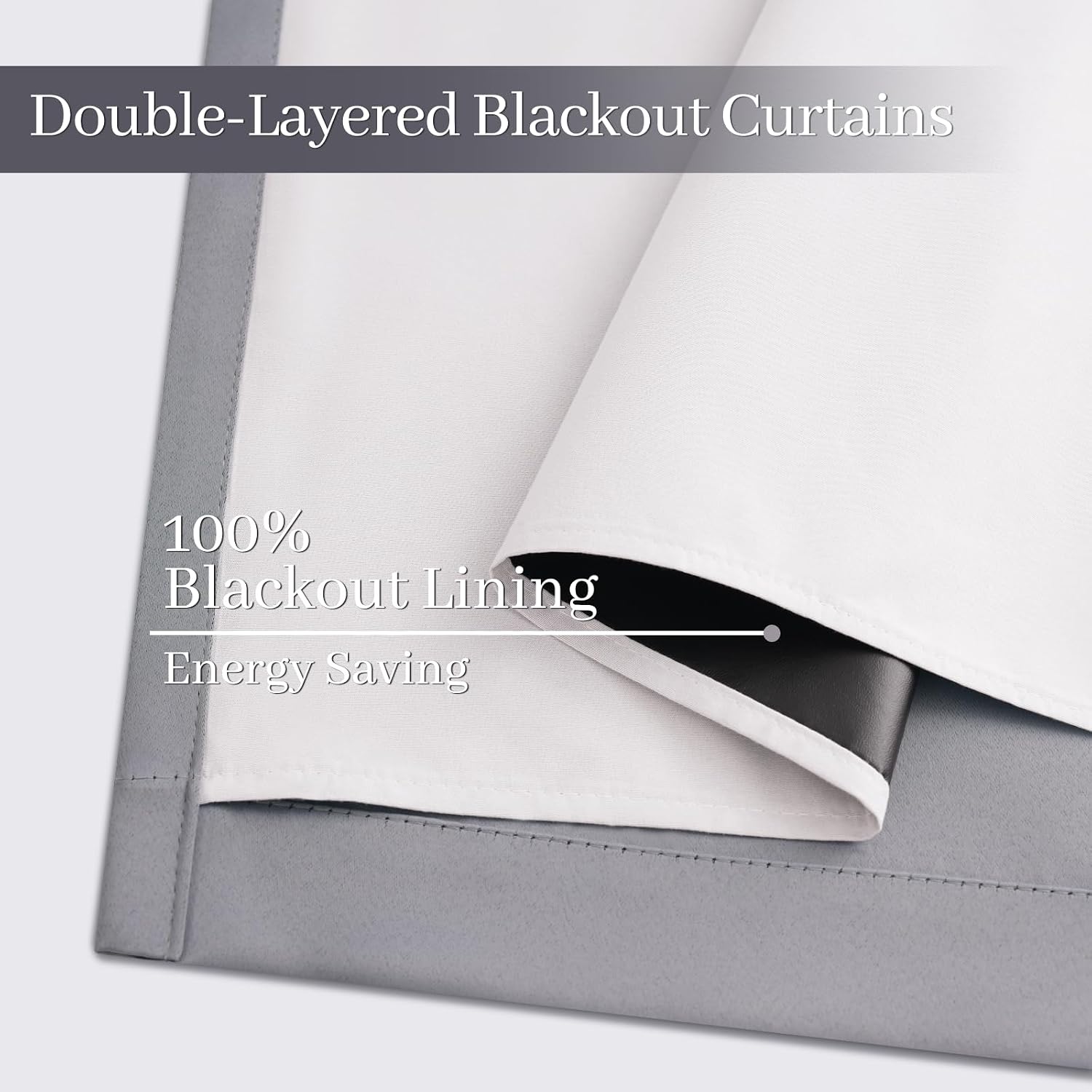 Yakamok Grey Room Darkening 100% Blackout Curtains Grommet Window Treatments with 2 Thick Layers-Gray Thermal Insulated Drapes Set of 2 Pan…