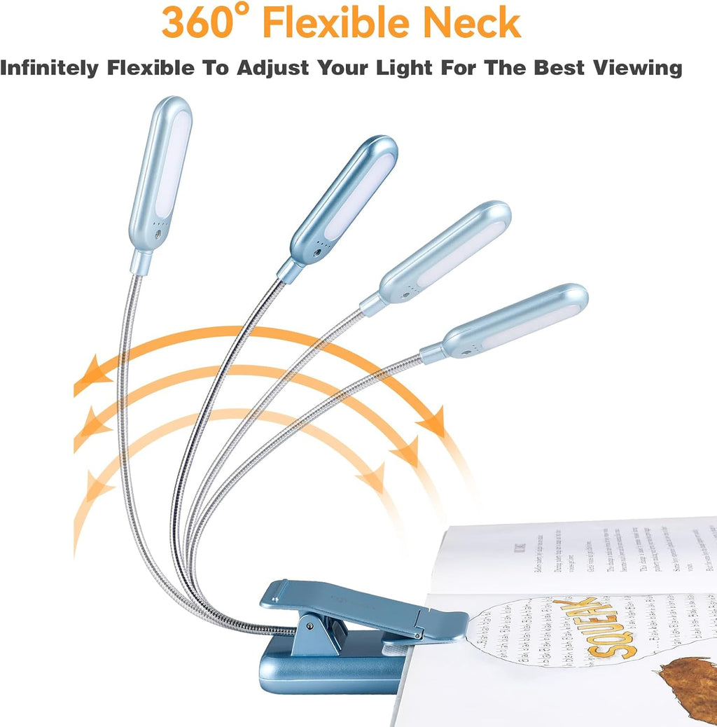 VAVOFO Rechargeable Reading Light, 7 LEDs with 9 Color Temperature 9 Brightness Levels Clip On Book Light for Reading in Bed with Power…