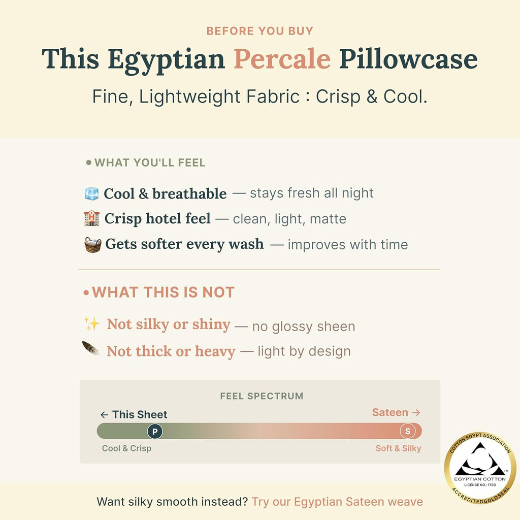 CaliforniaDesignDen California Design Den Percale Pillow Cases King Size Set of 2-100% Egyptian Cotton, Crisp Percale Feel, Breathable & So…