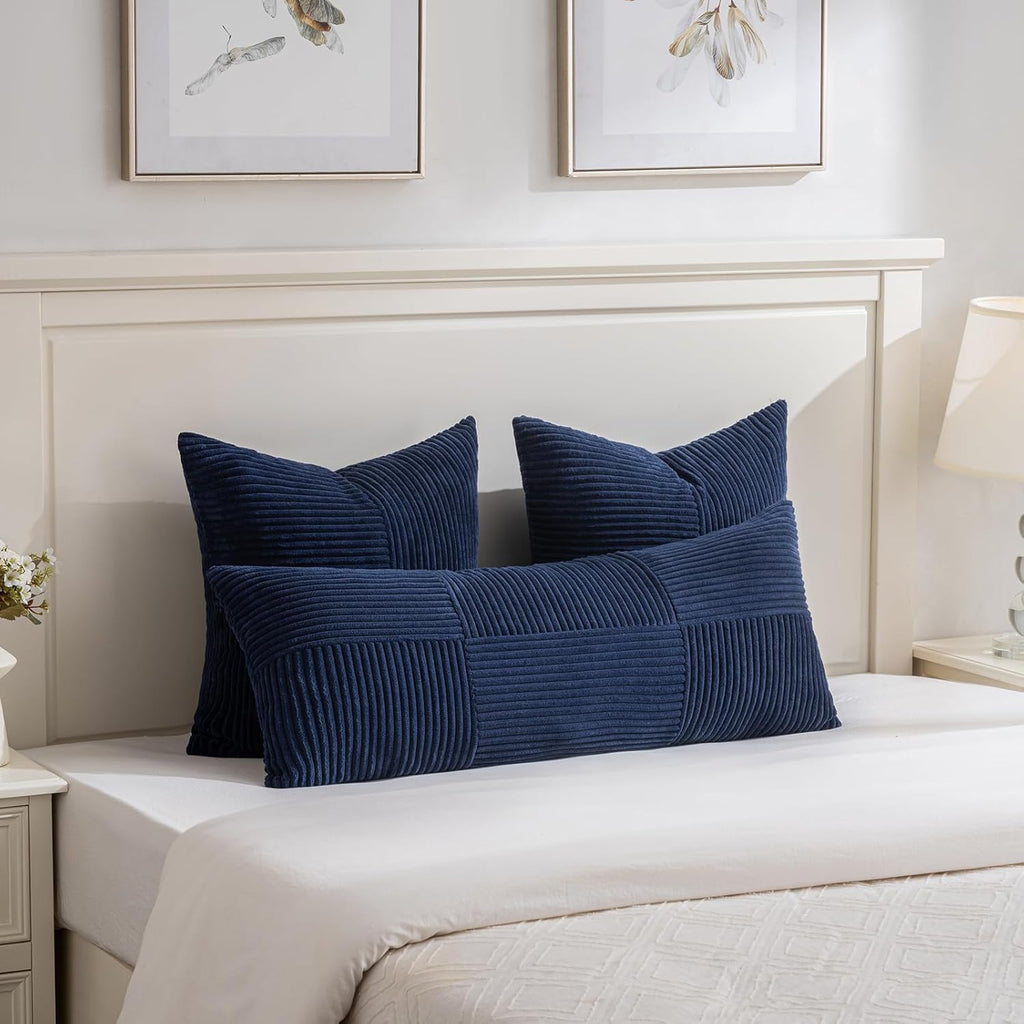 Fancy Homi 2 Packs Navy Blue Decorative Throw Pillow Covers 20x20 Inch for Living Room Couch Bed Sofa, Rustic Farmhouse Boho Home Decor…