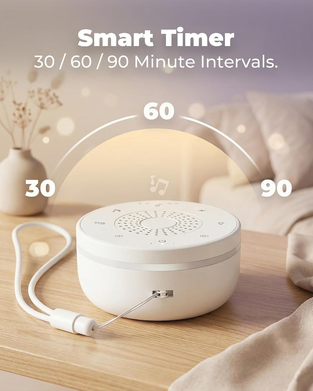 hazen White Noise Sound Machine for Sleep, Portable White Noise Sound Machine with 30 Soothing Sounds, 3 Timers, Night Light, Memory…