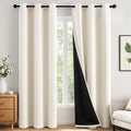 Miulee Cream 100% Blackout Curtains for Bedroom 84 Inch Long, 2 Thick Layers Thermal Insulated Black Out Window Curtains with Black Liner,…