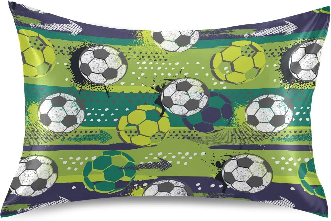 Soccer Ball Pillow Covers Silk Pillowcase for Hair and Skin Soft Breathable Smooth Cooling Satin Pillowcase Standard Size Pillow Case for…