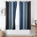 Estelartextiler Estelar Textiler Navy Blue and Black Ombre Blackout Curtains 63 Inch Length 2 Panels Set, Full Room Darkening Grommet Curta…