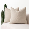 Miulee 18x18 Inch Decorative Pillow Covers for Couch Bed Set of 2 Textured Boucle Neutral Throw Pillow Covers Oatmeal Accent Solid Pillowca…
