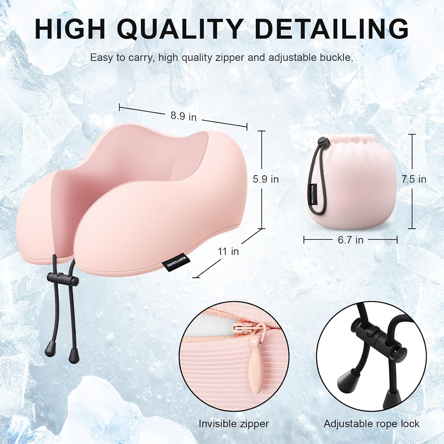 Urnexttour Travel Pillow for Airplane Memory Foam Neck Pillow, Soft & Support Travel Pillow for Travelling, Sleeping Rest, Car, Train and H…