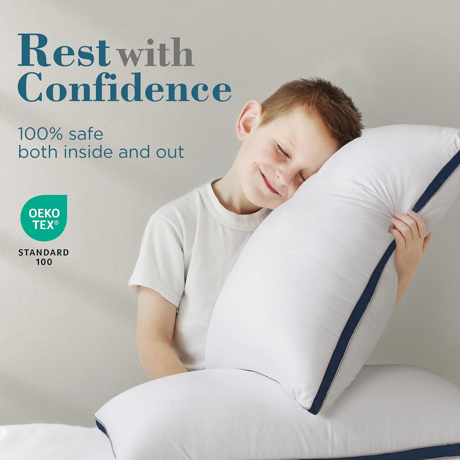 viewstar Bed Pillows Queen Size Set of 2, Firm Support Down Alternative Gusseted Pillows for Side, Back, or Stomach Sleepers, Navy