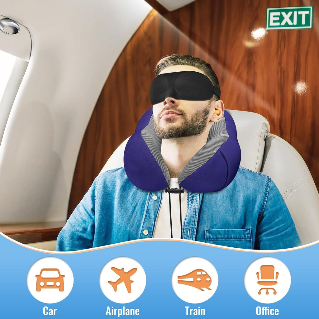 CloudBliss Travel Pillow Premium Memory Foam, Comfortable & Supportive Neck Pillow, Neck Pillows for Sleeping Travel, Airplane Pillow for…