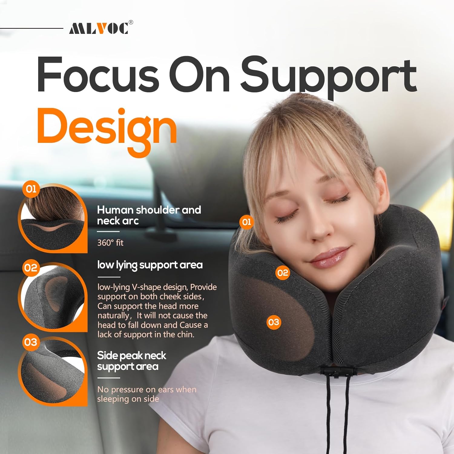 ProfessionalMemoryFoamProductsManufacturers MLVOC Neck Pillow for Traveling, Upgraded 100% Pure Memory Foam Travel Neck Pillow for Airplane…