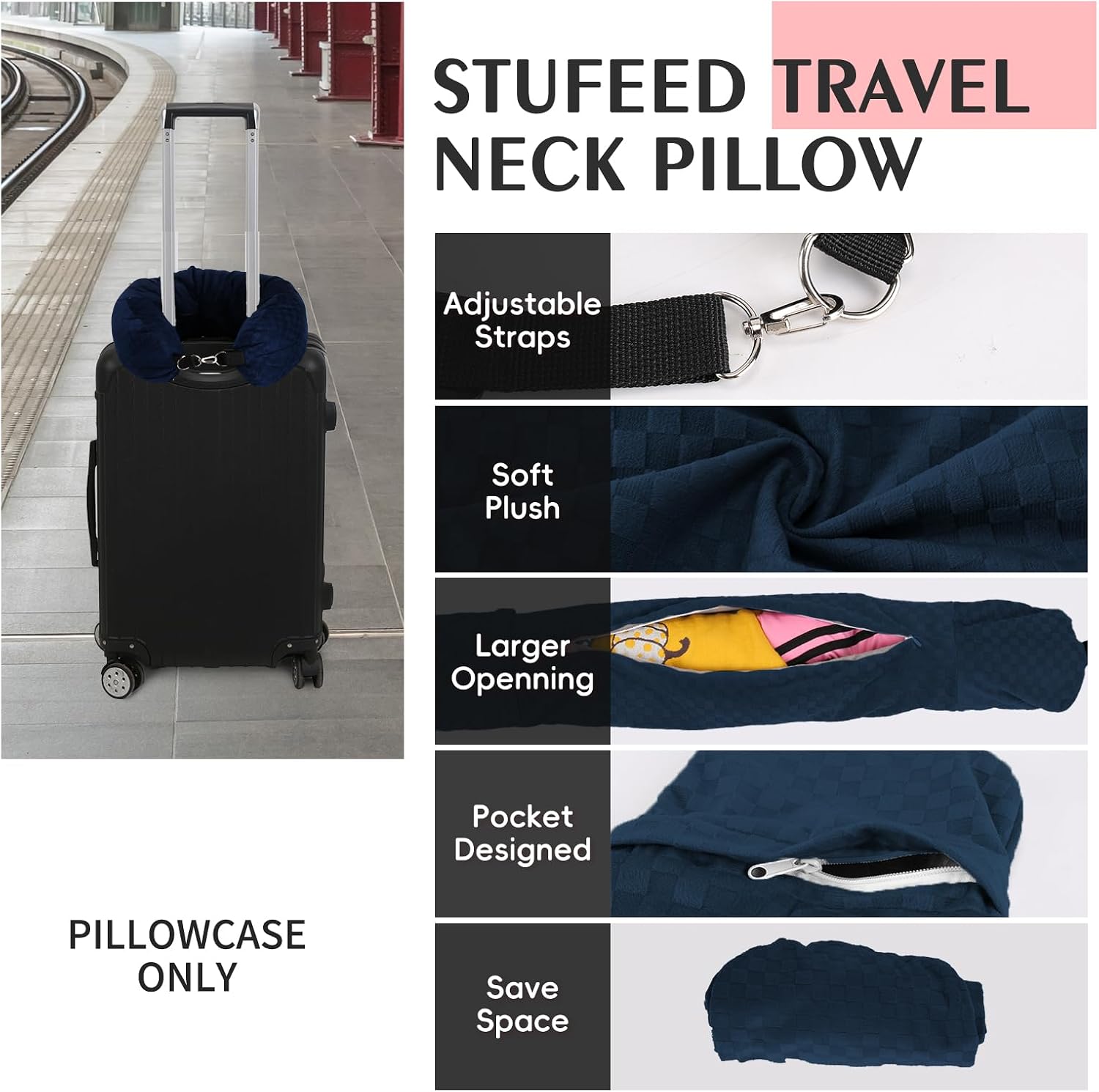 Stuffable Travel Pillow, Stuffable Neck Pillow for Travel, Neck Pillow Stuffed with Clothes Storage - No Extra Baggage Fees, Fits 5+ Days…
