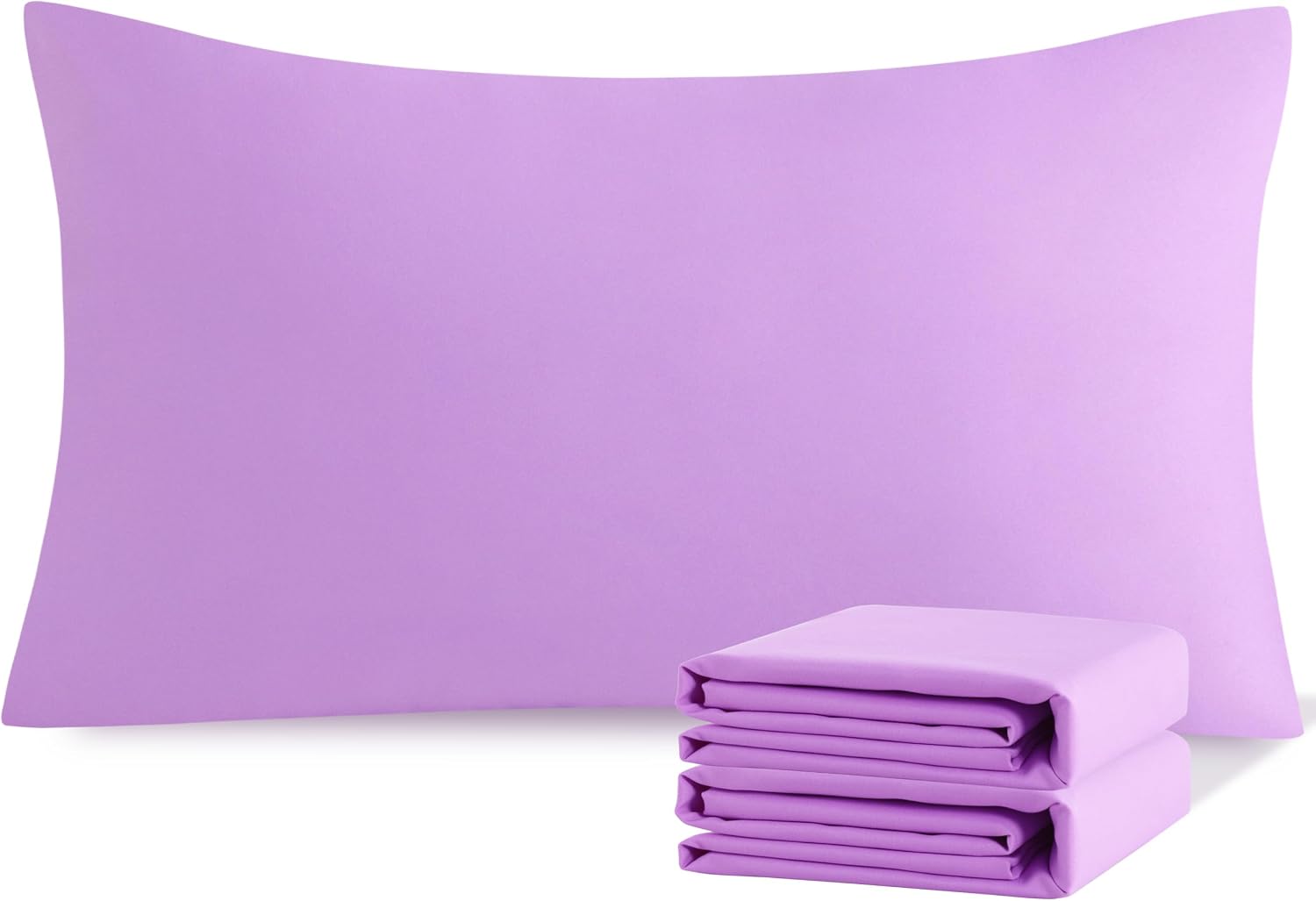 Ntbay King Pillowcase Set - 2 Pack Brushed Microfiber 20x36 Pillowcases - Soft, Wrinkle-Free, Fade-Resistant, Stain-Resistant, Light Purple…