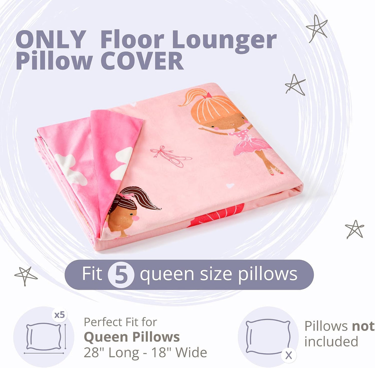Butterfly Craze Floor Pillow Case, Mattress Bed Lounger Cover, Polka Hot Pink, Queen Size - Cozy Seating Solution for Kids & Adults…