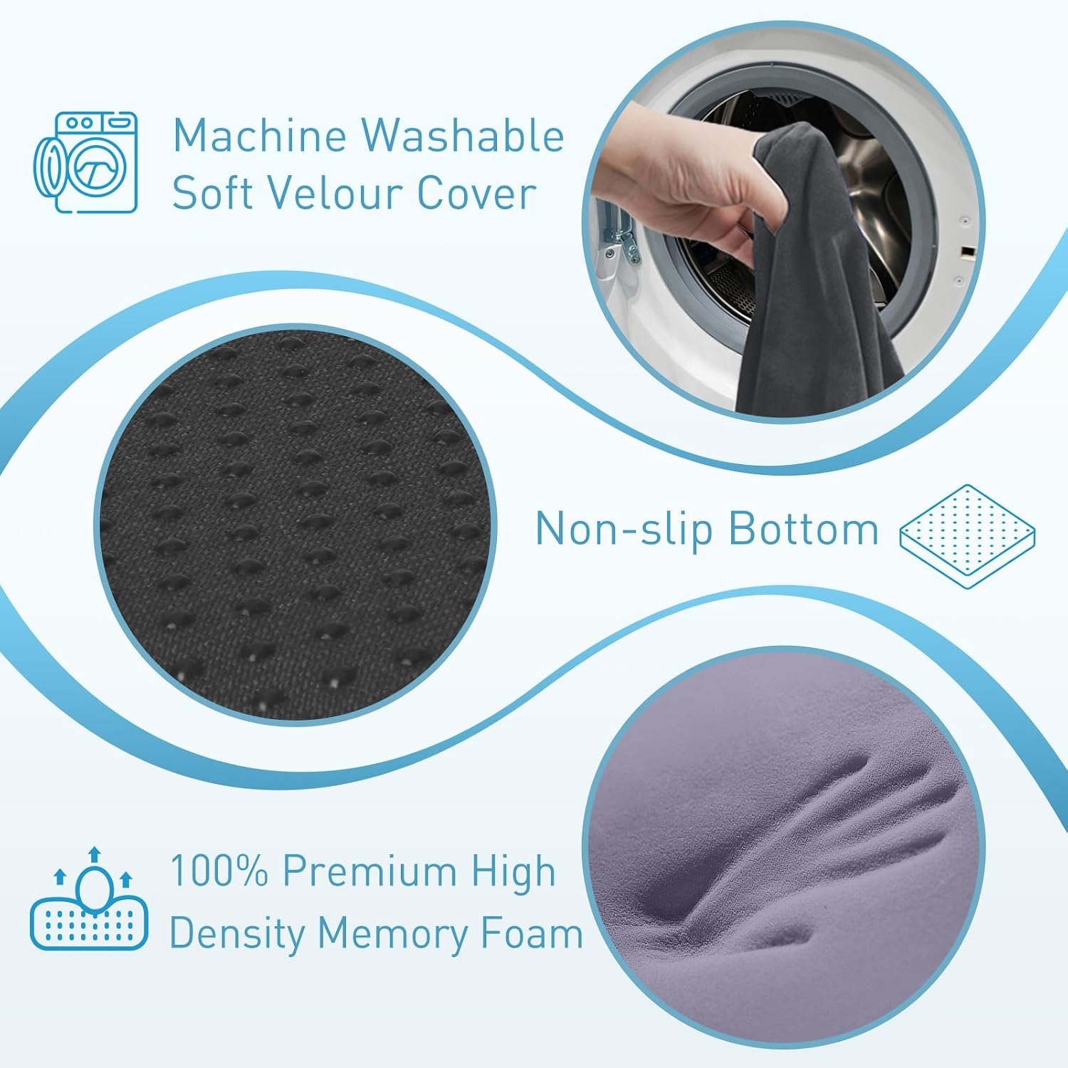 BlissTrends Seat Cushion, Thick Memory Foam Cushions for Office Chair, Car Seat, Airplane, Relieving Pressure Tailbone Sciatica Back Pain fo…