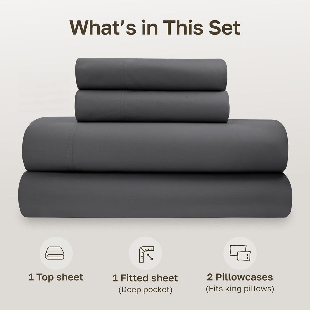 CaliforniaDesignDen California Design Den Bed Sheets California King Size Set - Soft 100% Organic Cotton Sheets with Deep Pockets, Crisp Pe…
