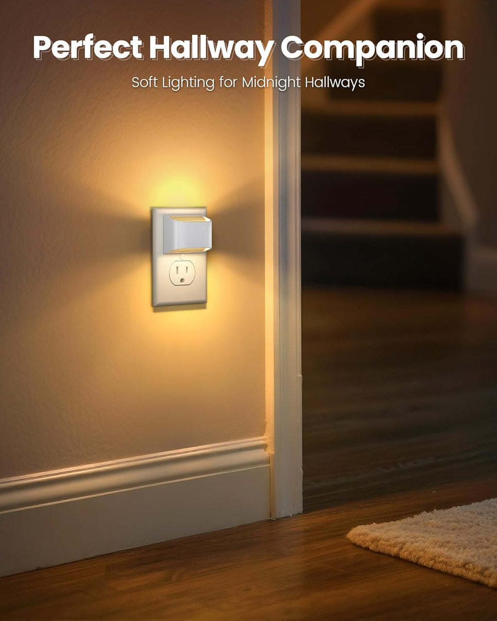 Niorsun Plug in Night Light, Auto Brightness Sensor Night Light, 3000K Warm White, Ultra- Wall Light for Hallway Bathroom Bedroom Stair…