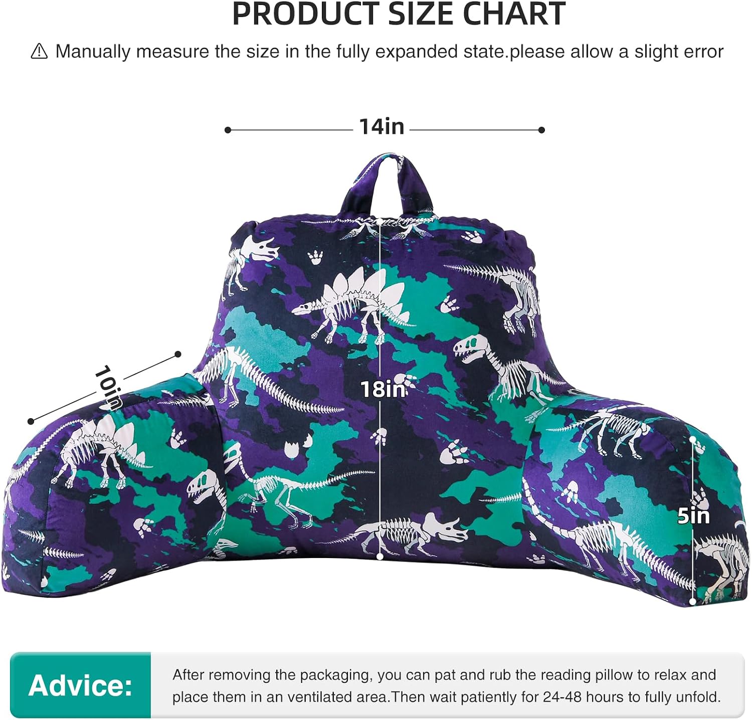 Aimuan Dinosaurs Reading Pillow Bed Rest Wedge Backrest Pillow with Arms Back Support for Sitting Up in Bed Cushion Incline Rest Sleeping…