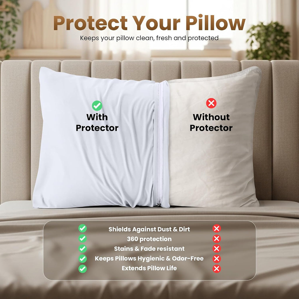 Utopiabedding Utopia Bedding 4 Pack Pillow Protectors with Zipper Standard Size, Soft Brushed Microfiber Fabric Pillow Cases, Shrinkage and…
