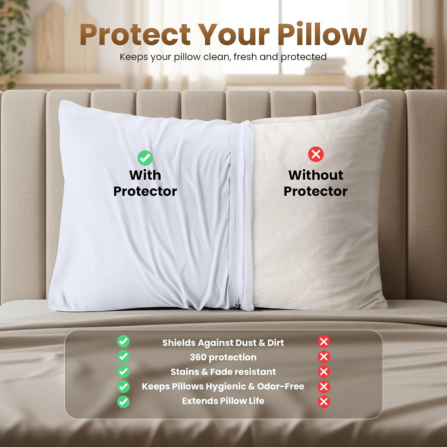 Utopiabedding Utopia Bedding 4 Pack Pillow Protectors with Zipper Queen Size, Soft Brushed Microfiber Fabric Pillow Cases, Shrinkage and Fa…