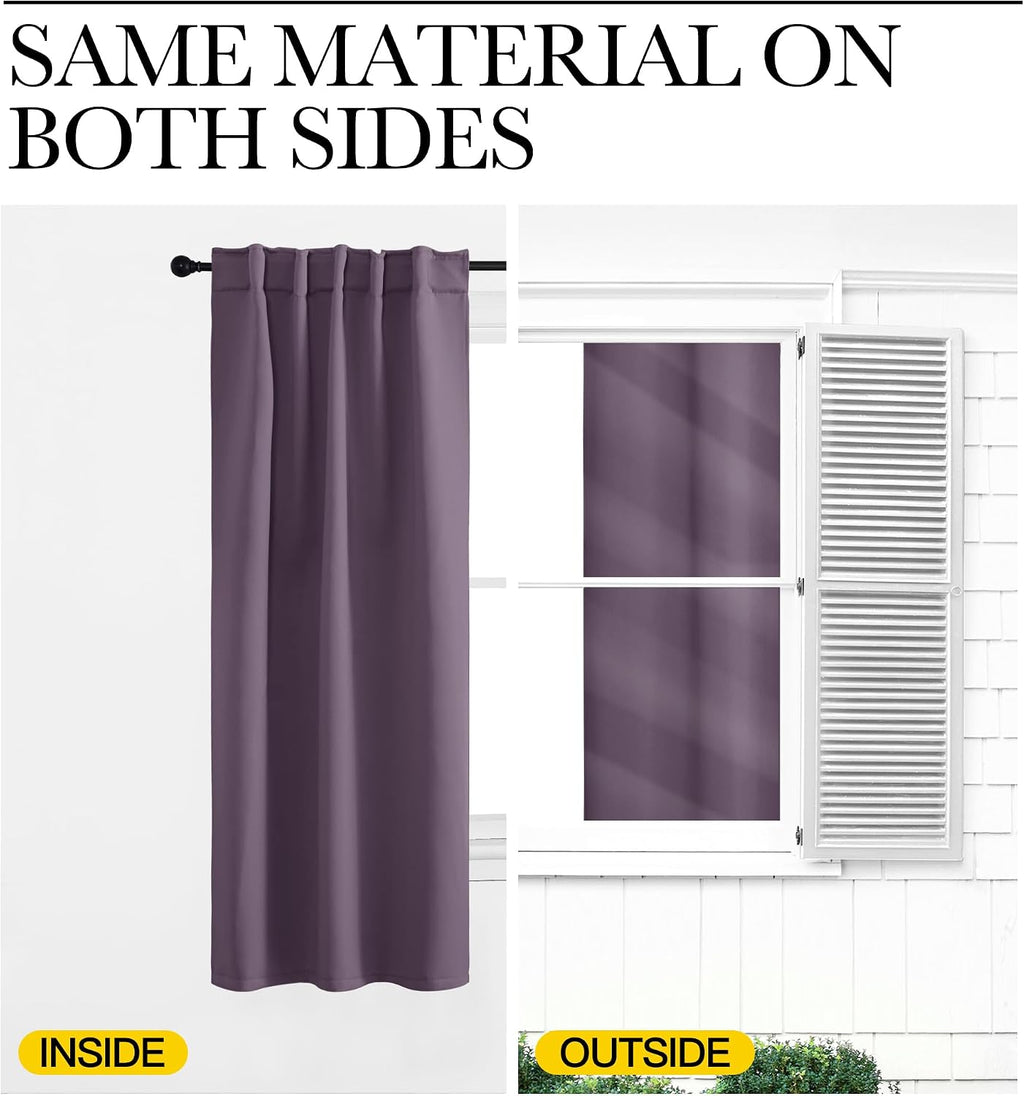 NICETOWN Window Treatment Blackout Curtains and Draperies - (Plum Color) 42x40 inch, 2 Panels, Room Darkening Blackout Panel Drapes for…