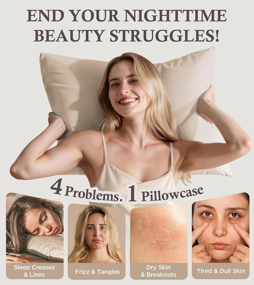 Rifens Instant Chill Cooling Pillowcase for Hot Sleepers, 2% HA Infused Pillowcase Hydrates Skin & Hair, Reduces Wrinkles & Frizz, Softer T…